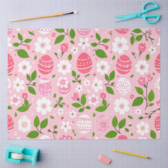 Papier Mousseline Pétales et Œufs Peints (Artisanat)