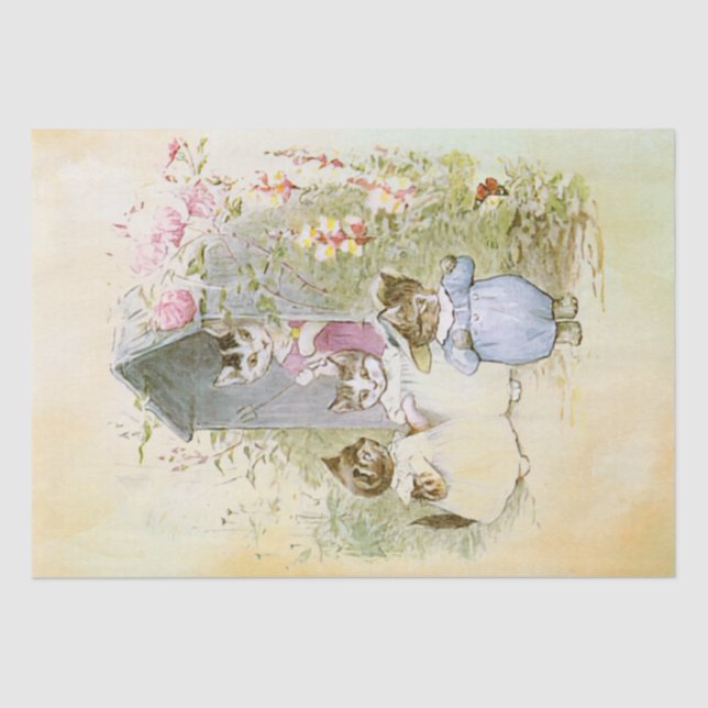 Papier Mousseline Peter Rabbit (chats) Tissu Papier (Recto)