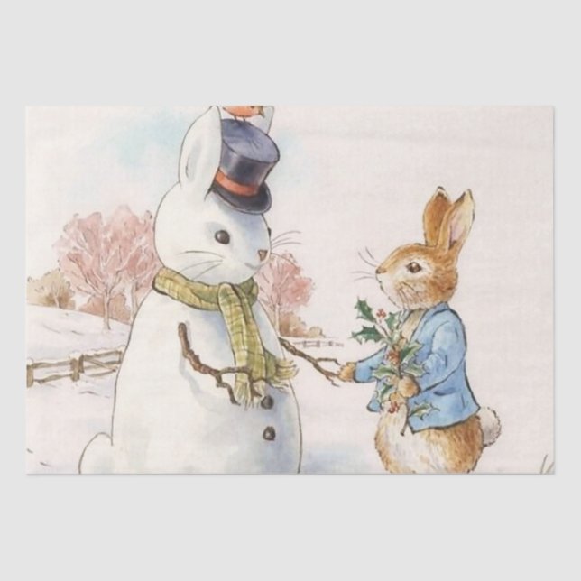 Papier Mousseline Peter Rabbit et le Snowman par Beatrix Potter (Recto)