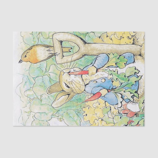 Papier Mousseline "Peter Rabbit mange une carotte" par Beatrix Potte (Recto)