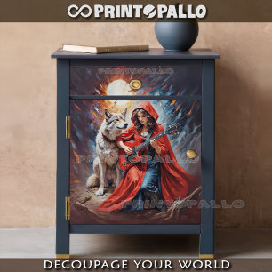 Papier Mousseline Petit chapeau rouge et le groupe de rock wolf