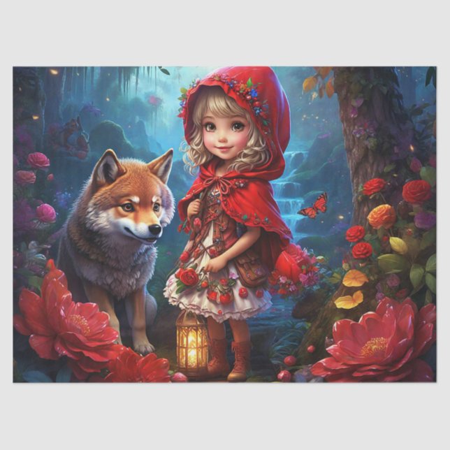Papier Mousseline Petit Chaperon Rouge & Découpage Wolf (Recto)