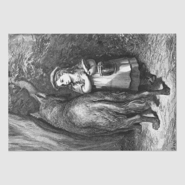 Papier Mousseline Petit chaperon rouge rencontre le Vieux Père Wolf (Recto)