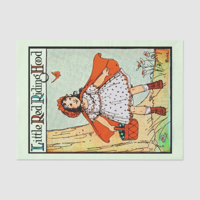 Papier Mousseline Petit Chaperon Rouge Vintage Mignon (Recto)