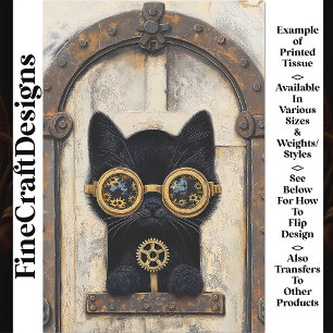 Papier Mousseline Petit Chat Noir Regardant à Travers un Trou AP2 Dé