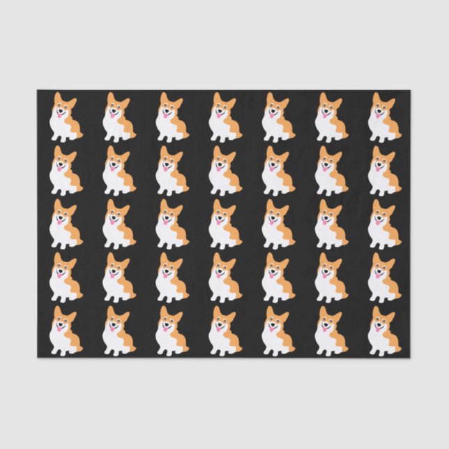 Papier Mousseline Petit chiot de sourire mignon de corgi (Recto)