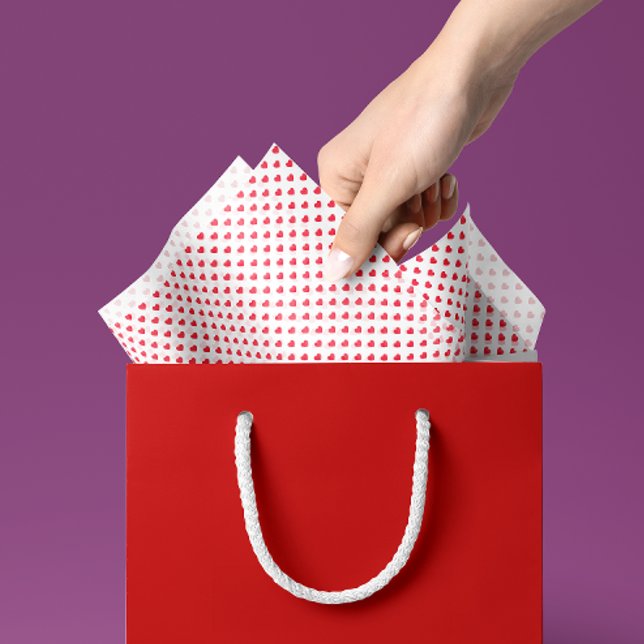 Papier Mousseline Petit Coeur Rouge Valentines Jour Cadeau Papier Ti (tiny red hearts patterned tissue paper for Valentine's Day gift wrapping)