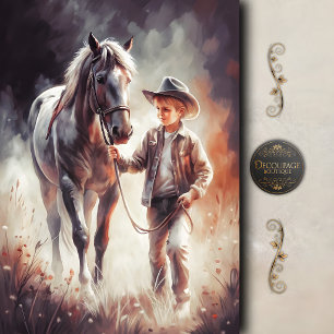 Papier Mousseline Petit Compagnon Cow-Boy Découpage