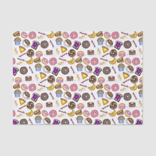 Papier Mousseline Petit-déjeuner Brunch Nourriture Bagel Donut OEufs (Recto)