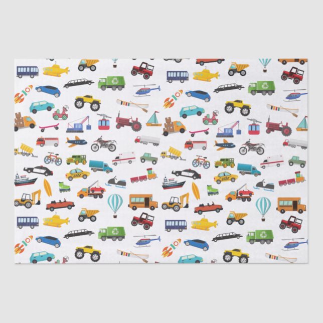 Papier Mousseline Petit Garçon Things That Move Vehicle Cars Kid (Recto)