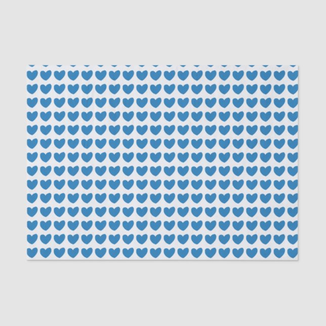 Papier Mousseline Petit Motif de Coeurs Bleus (Recto)