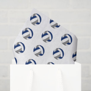 Papier Mousseline petit motif de volants de volleyball bleu gris
