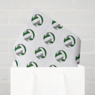 Papier Mousseline petit motif de volants de volleyball gris vert
