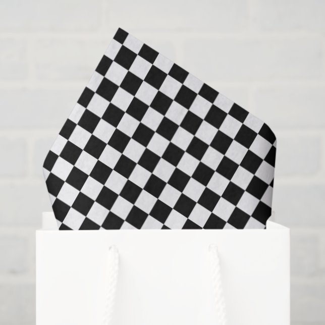 Papier Mousseline Petit noir et blanc coché (Sac cadeau)