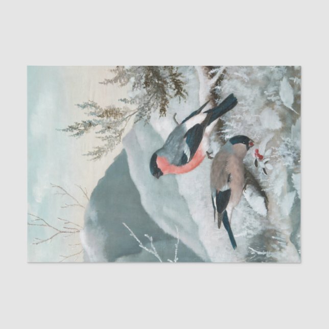 Papier Mousseline Petit oiseau mignon - Bullfinch, Art (Recto)