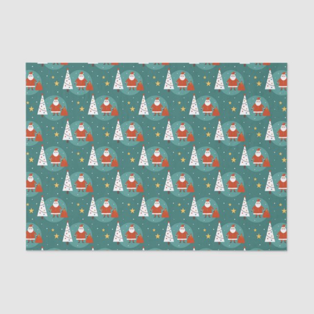 Papier Mousseline Petit Père Noël Arbre de Noël Motif (Recto)
