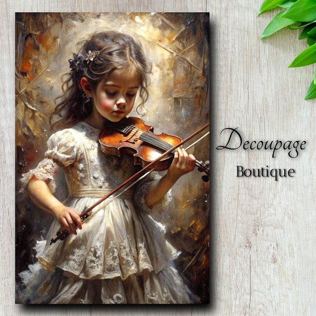 Papier Mousseline Petit Virtuose Enchantant Le Découpage Violoniste (Little Virtuoso Enchanting Violinist Decoupage Tissue Paper By Decoupage Boutique)