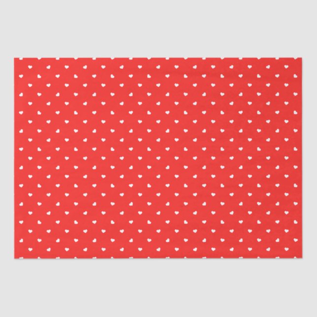 Papier Mousseline Petite coeur sur papier de tissus rouge brillant (Recto)