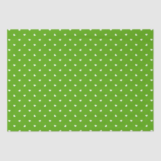 Papier Mousseline Petite coeur sur vert clair (Recto)