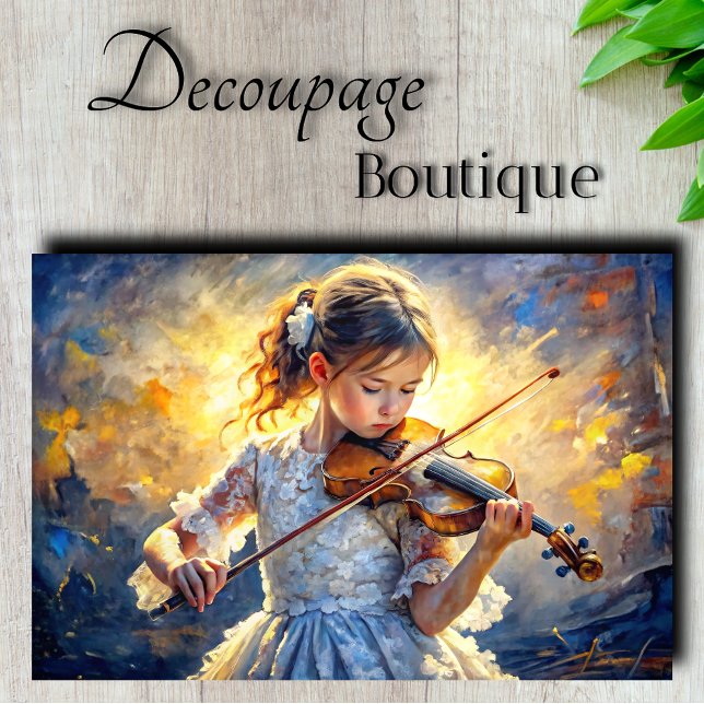 Papier Mousseline Petite Fille Violoniste Découpage (Little Girl Violinist Decoupage Tissue Paper)