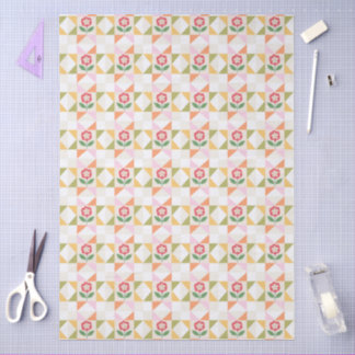 Papier Mousseline Petite fleur rouge bloc de patchwork