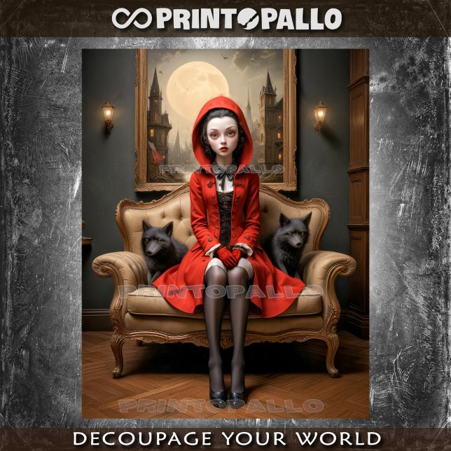 Papier Mousseline Petite hotte rouge à cheval chic avec l'enfant du  (Créateur téléchargé)