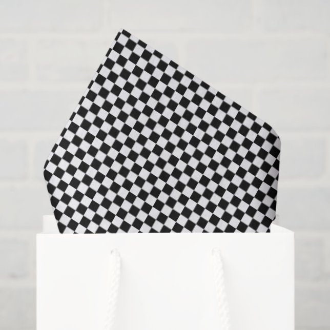 Papier Mousseline Petite noir et blanc coché (Sac cadeau)
