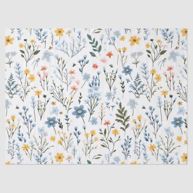 Papier Mousseline Petite pouponnière Fleur sauvage de jardin coloré  (Recto)