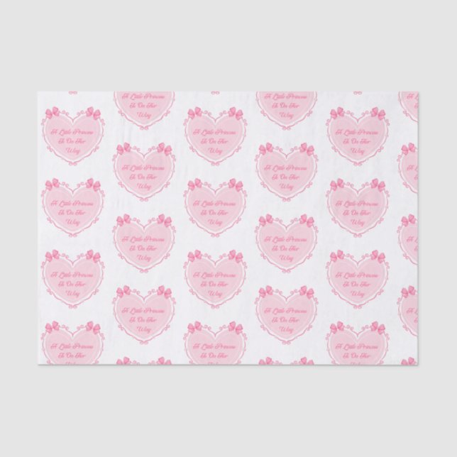 Papier Mousseline petite princesse, fille baby shower coeur rose (Recto)