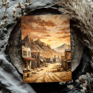 Papier Mousseline Petite ville de l'Ouest dans la prairie sauvage de