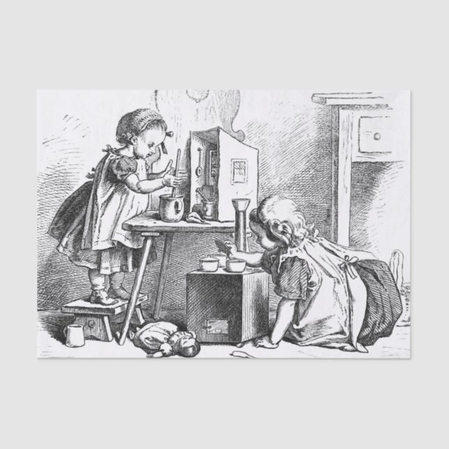 Papier Mousseline Petites filles jouant gravure à l'eau-forte de (Recto)