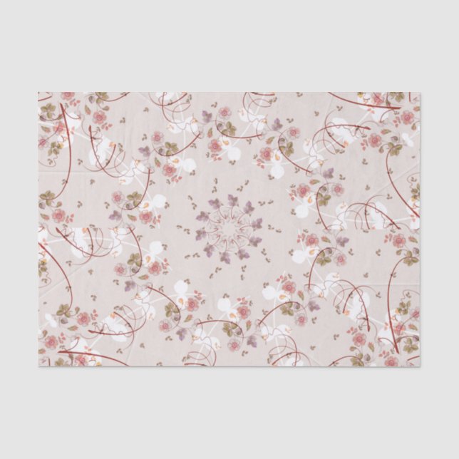 Papier Mousseline Petites fleurs roses vieilles (Recto)