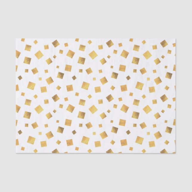 Papier Mousseline Petits Carrés d'or sur White Elegant (Recto)