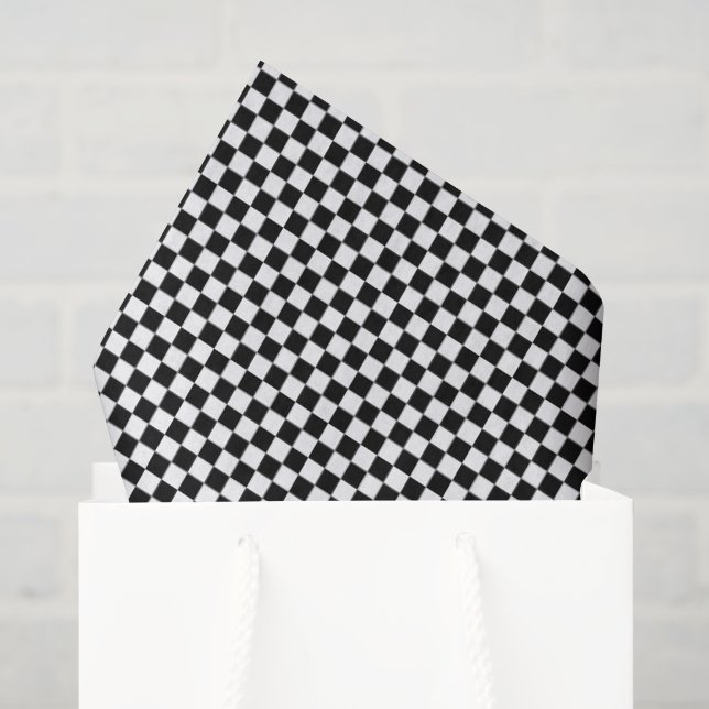 Papier Mousseline Petits carrés noirs et blancs (Sac cadeau)