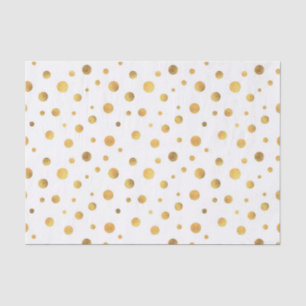 Papier Mousseline Petits cercles d'or sur le tissu élégant blanc