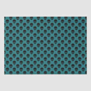 Papier Mousseline Petits crânes verts et noirs Motif Halloween