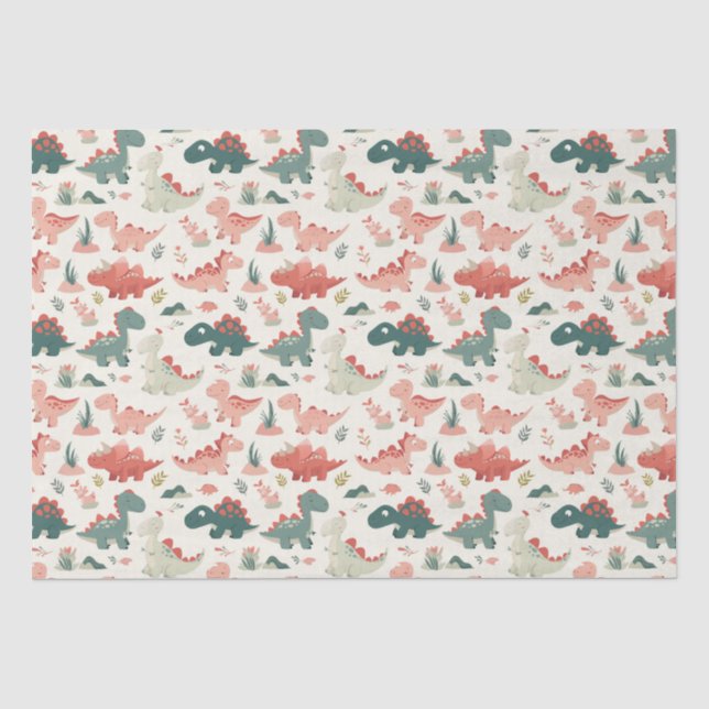 Papier Mousseline Petits Dinosaures (Recto)
