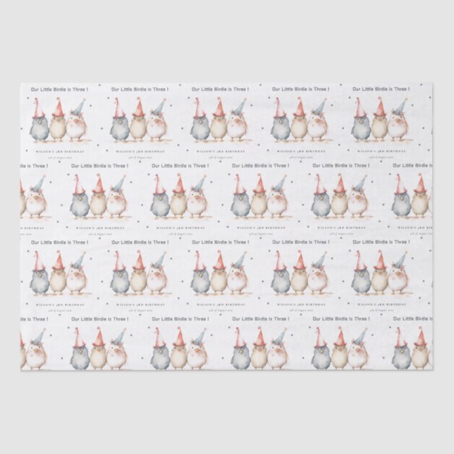 Papier Mousseline Petits Oiseaux De Soirée N'Importe Quel Anniversai (Recto)