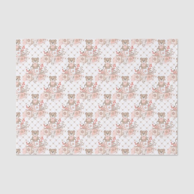 Papier Mousseline Petits ours pour filles (Recto)