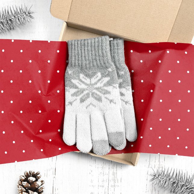 Papier Mousseline Petits Points Blancs sur un Noël Rouge (Créateur téléchargé)