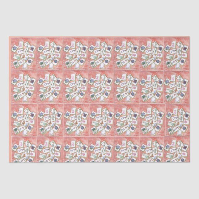 Papier Mousseline petits tuiles de mahjong en pêche (Recto)