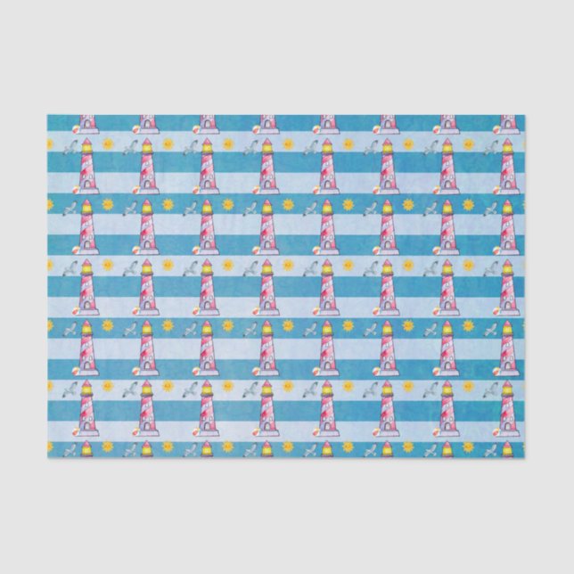 Papier Mousseline Phare d'aquarelle rouge (Recto)