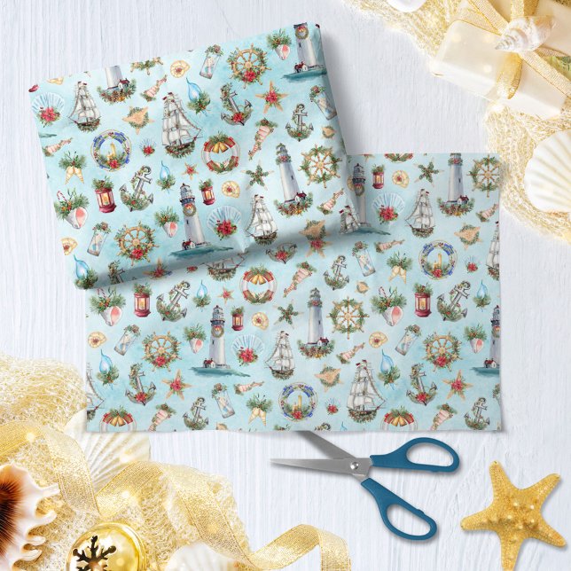 Papier Mousseline Phare de Noël nautique Bateaux à voile (Créateur téléchargé)