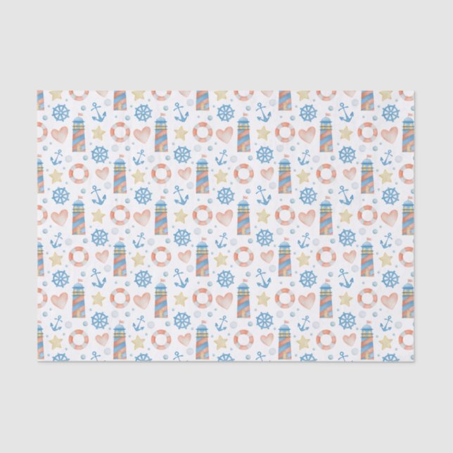 Papier Mousseline Phare nautique aquarelle (Recto)