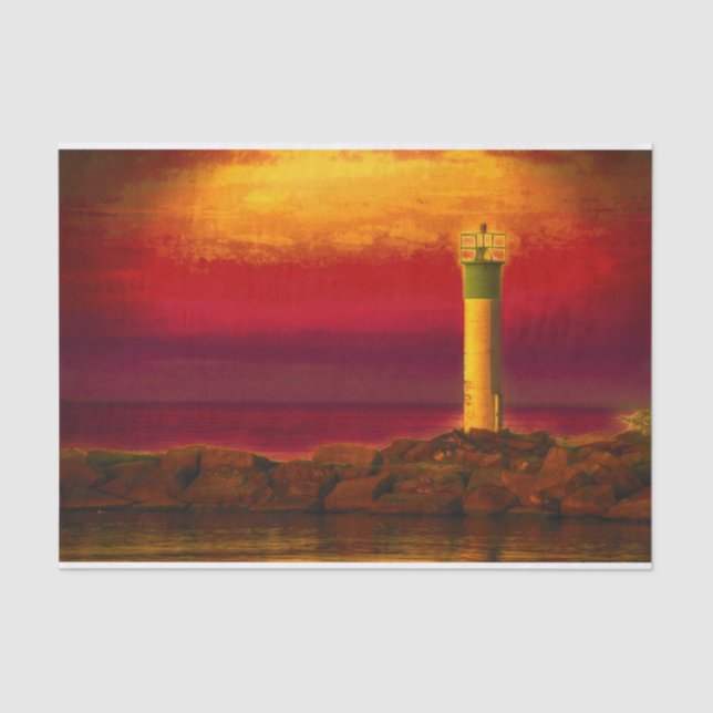 Papier Mousseline Phare nautique Burange Sky Sunset Lake (Recto)