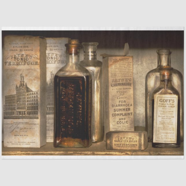 Papier Mousseline Pharmacie - Les choses en bouteilles et en boîtes (Recto)