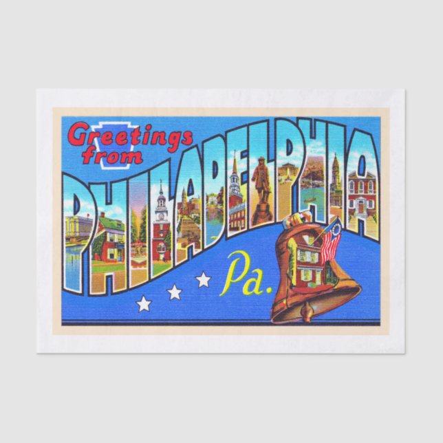 Papier Mousseline Philadelphie Pennsylvanie PA Grande lettre carte p (Recto)