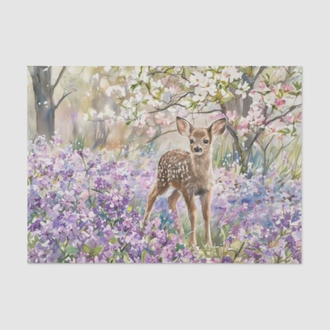 Papier Mousseline Phlox Violet de Printemps et Faon  (Recto)