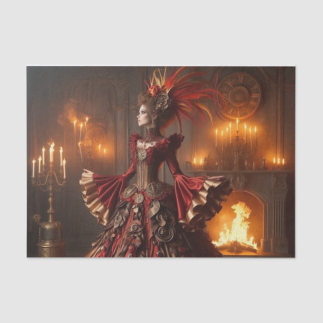 Papier Mousseline Phoenix Fire Queen Steampunk Victorian Industrial (Recto)