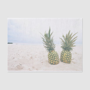 Papier Mousseline Photo de 2 ananas sur une plage